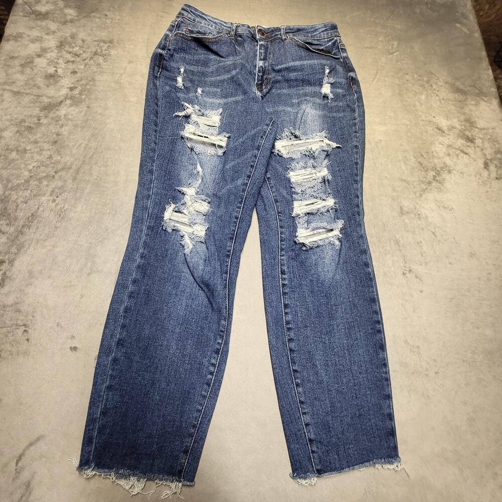 WAX JEAN COLLECTION Jeans Womens 13/31 Blue Straight Relaxed Distressed